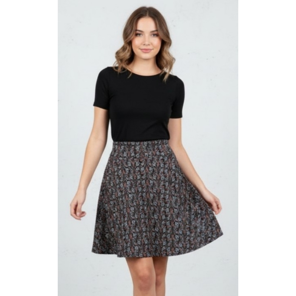 Lularoe Azure A-Line Skirt Black Floral Size XS
